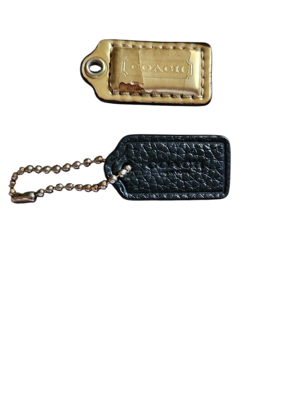 Coach Two-Tag Key & Card Holder in Black and Gold - Picture 3 of 4